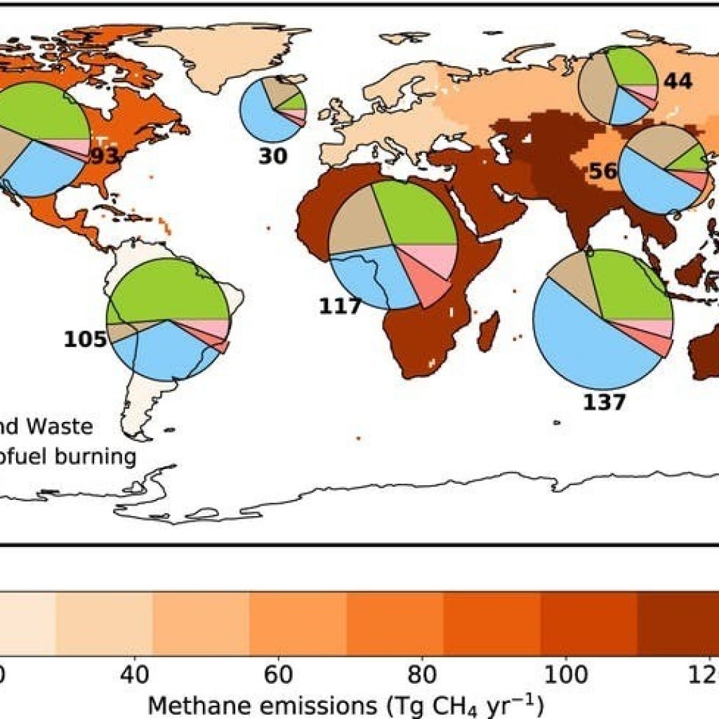 a map highlighting the global sources of methane