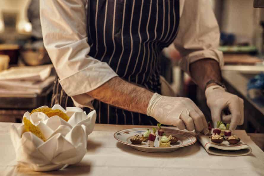 Cheffy challenge ... Joni Francisco, chef de partie, prepares a dish during lunch Gauthier Soho in London.