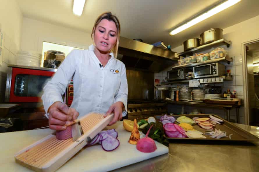 Chef Claire Vallée at her vegan restaurant Ona in Ares, near Bordeaux.