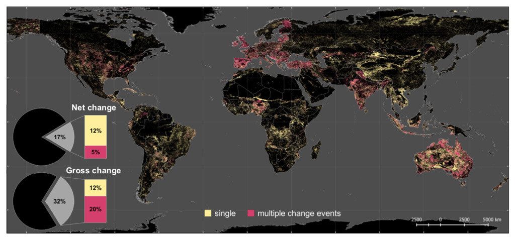 a map showing global land use change events