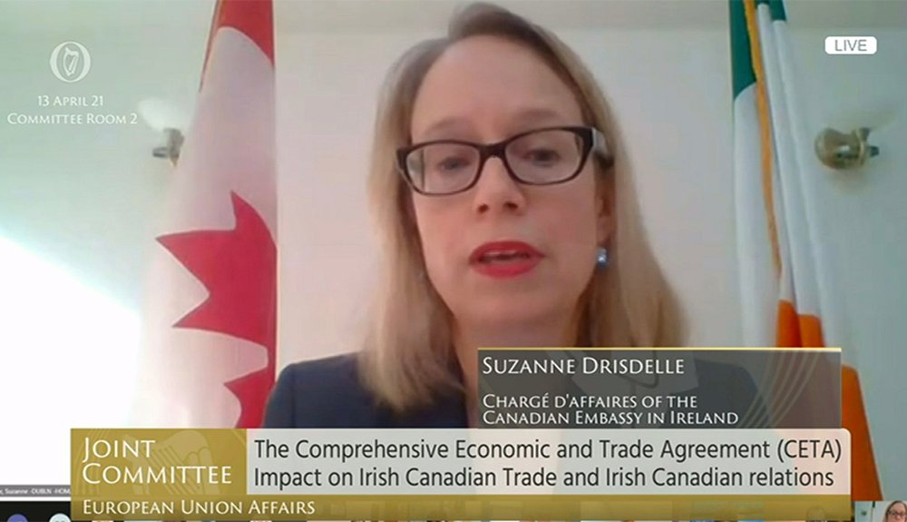 Suzanne Drisdelle, chargé d’affaires at the Canadian Embassy in Irekand, spoke about the value of CETA when she addressed an Irish government committee in April. 