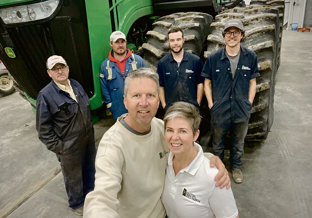 Mark and Claudia Keating stand with some of their staff at Keating Seeds. 