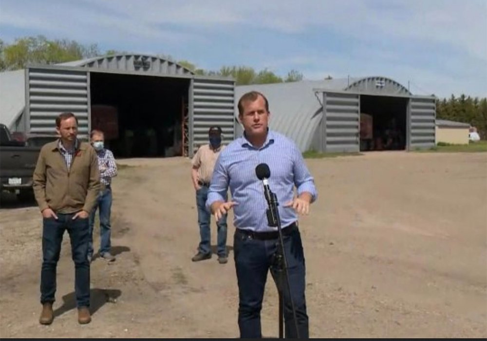 At a farm just north of Regina, agriculture critic Trent Wother-spoon and leader Ryan Meili said the recent threat of drought should have been enough for the Saskatchewan Party government to change its mind and agree to pay for the change. 