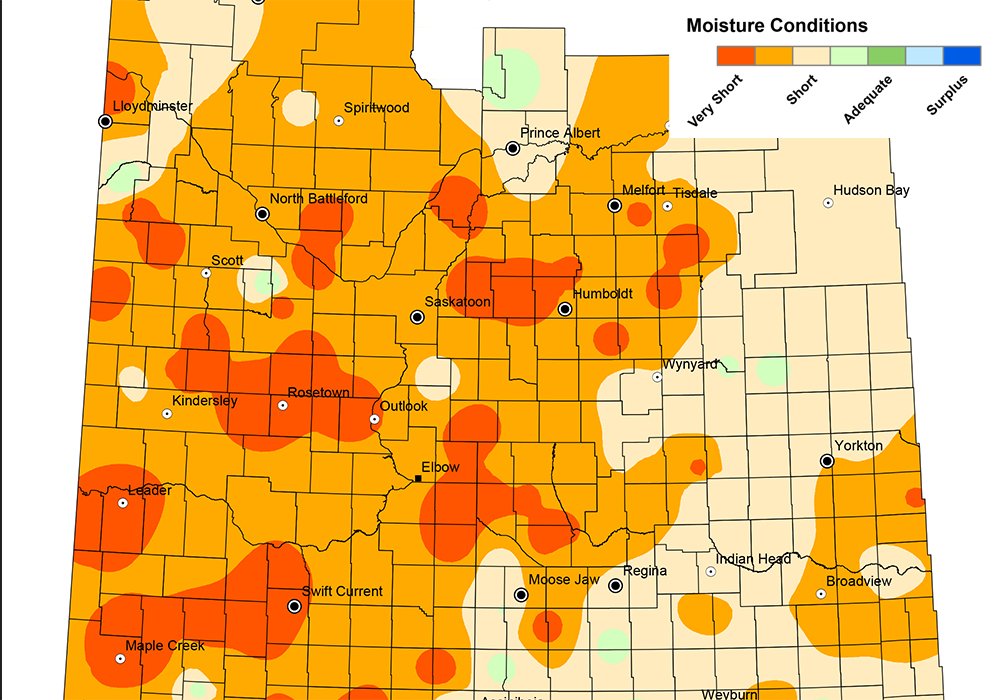 Topsoil moisture for Saskatchewan