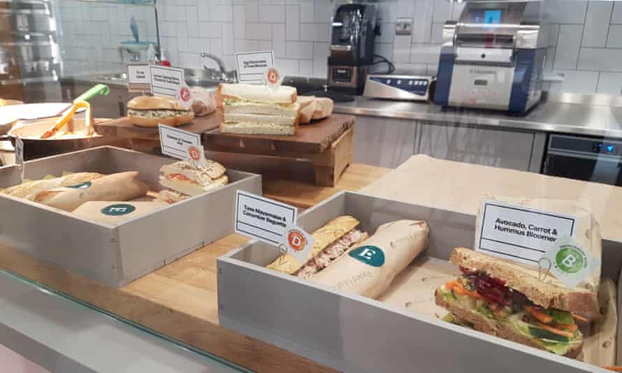 Sandwiches and other eco-labelled offerings.