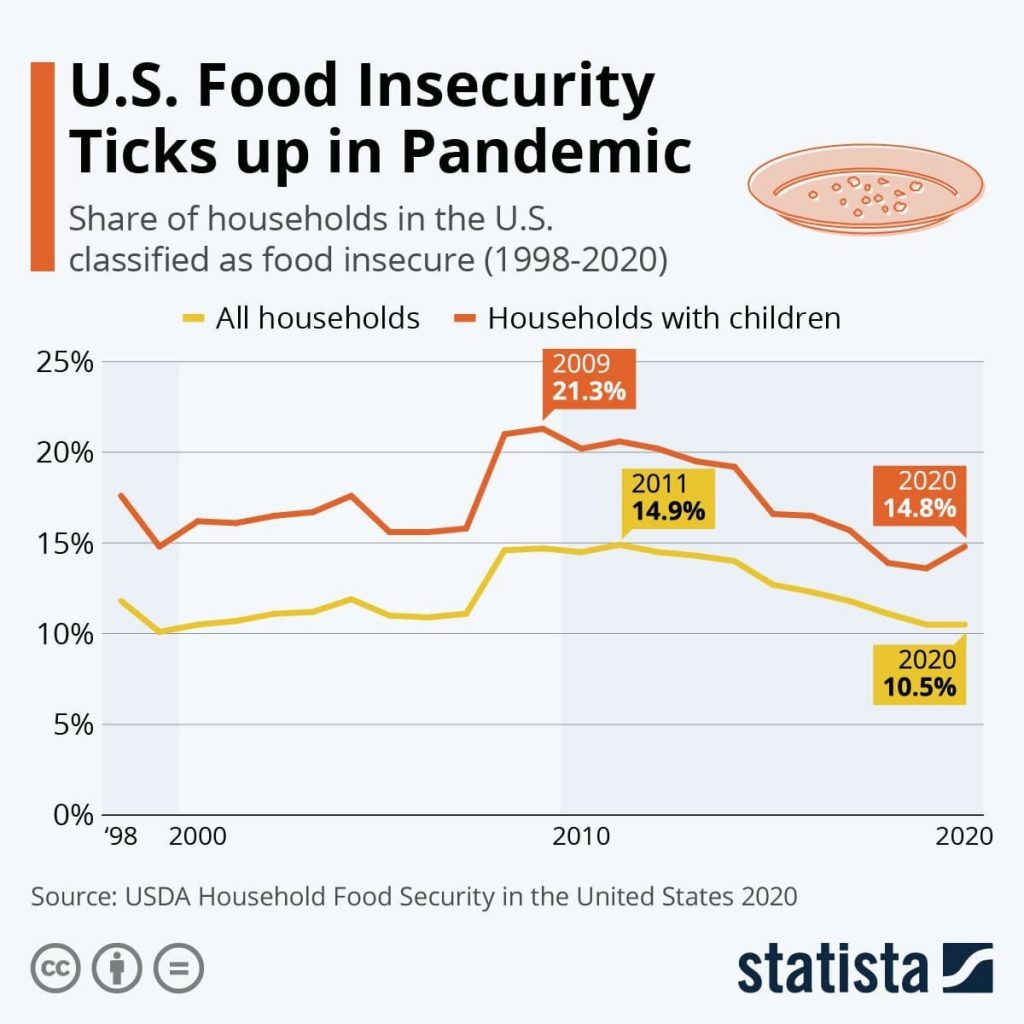 a chart showing how much food insecurity in the us increased during the pandemic
