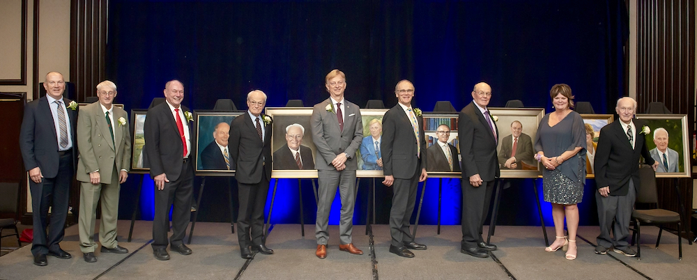 Nine outstanding Canadians were officially inducted into the Canadian Agricultural Hall of Fame Nov. 21 at a ceremony in Winnipeg to showcase 2020 and 2021 recipients. The 2020 inductees are Jay Bradshaw, James Halford, Dr. Bryan Harvey and Dr. Douglas Hedley. The 2021 inductees are Gordon Bacon, Dr. Don Buckingham, Stan Eby, Johanne Ross and Dr. Phil Williams.