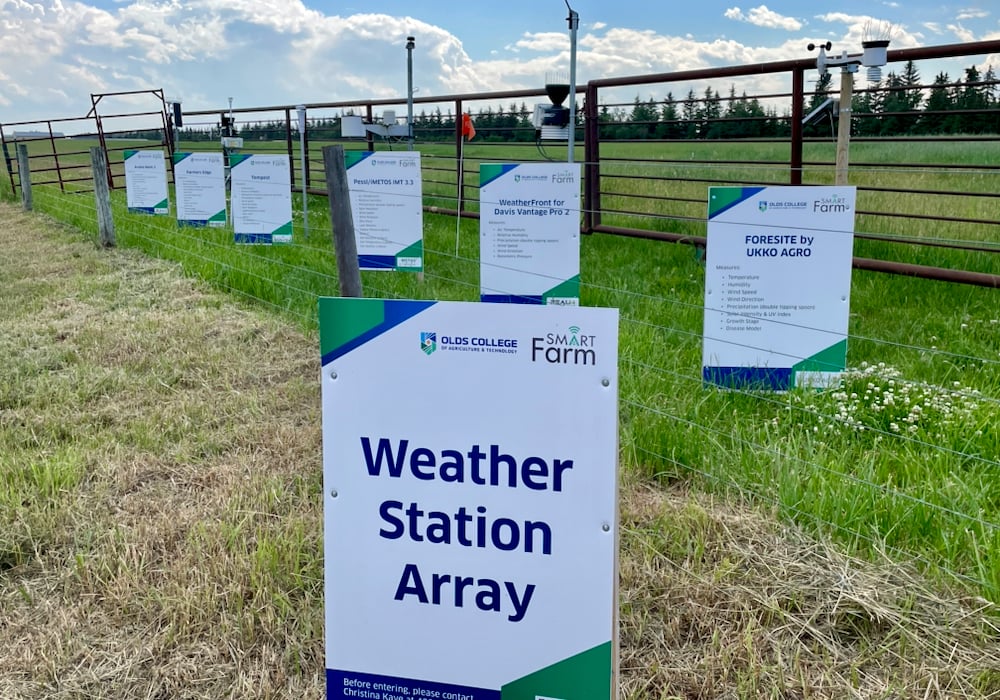 Weather station trials at Olds Smart Farm, one of eight smart farms in CAAIN’s Pan-Canadian Smart Farm Network that studies the long-term impact of technologies.