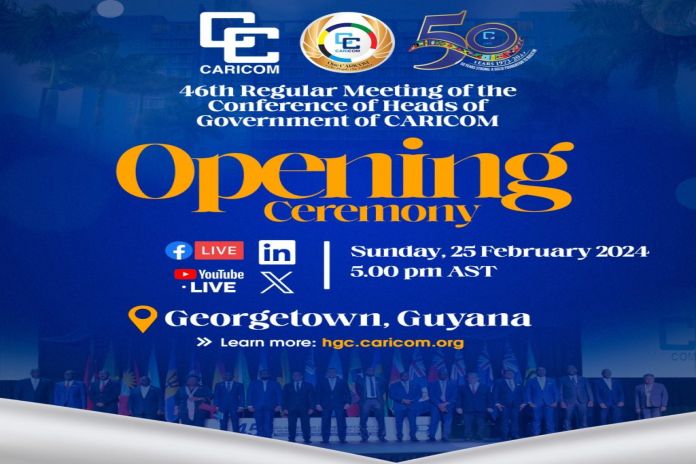 CARICOM heads of government meeting commences Sunday in Guyana