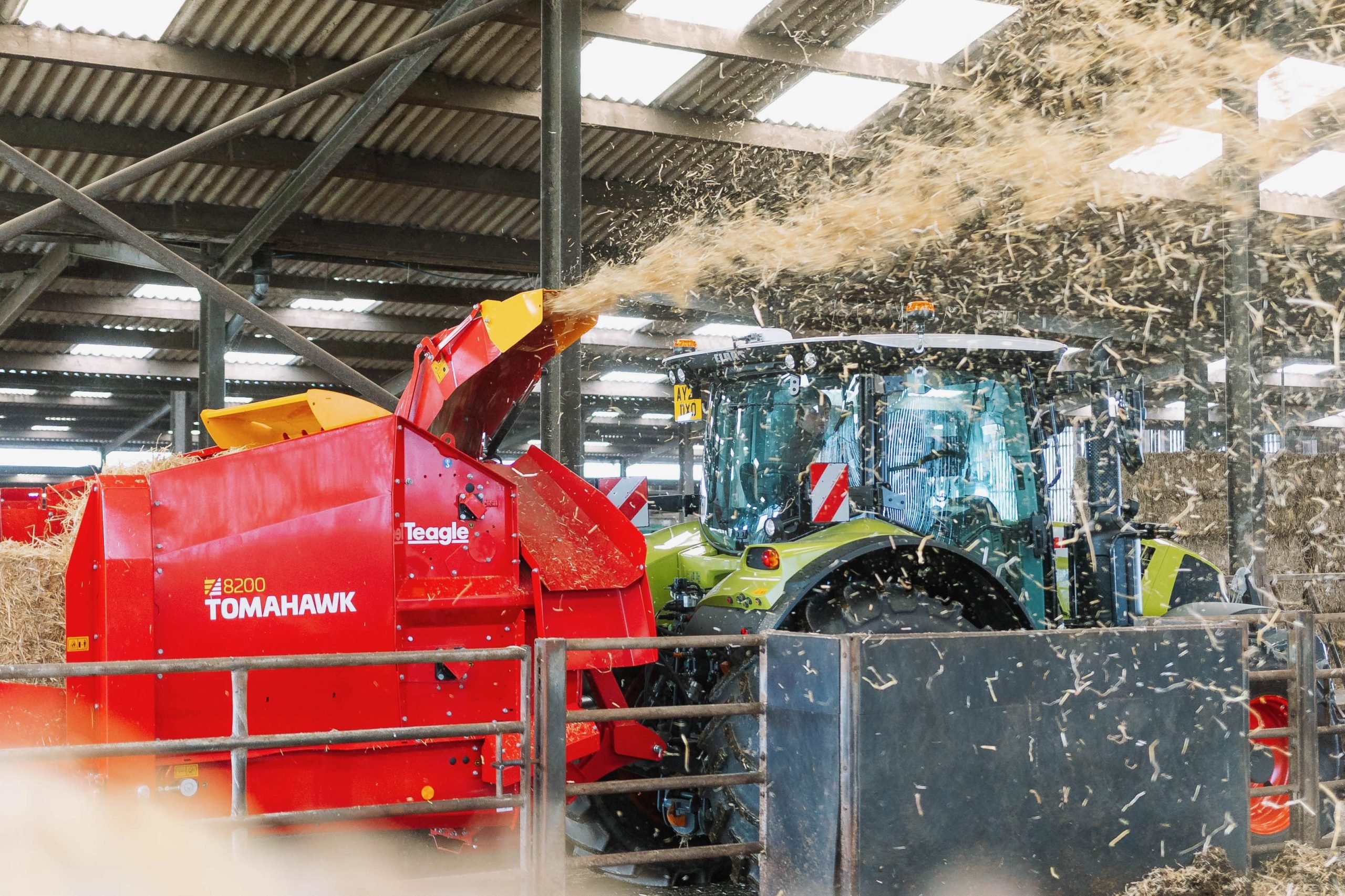 Teagle's new 8200 bale processor will throw material 65 feet. Photo: Courtesy Teagle