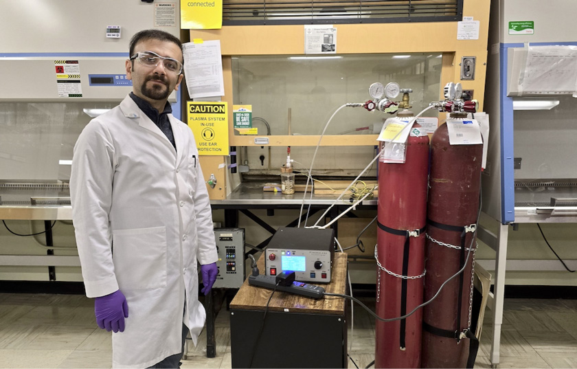 Ehsan Feizohalli is one of the researchers who helped test the use of cold plasma to decontaminate grains.