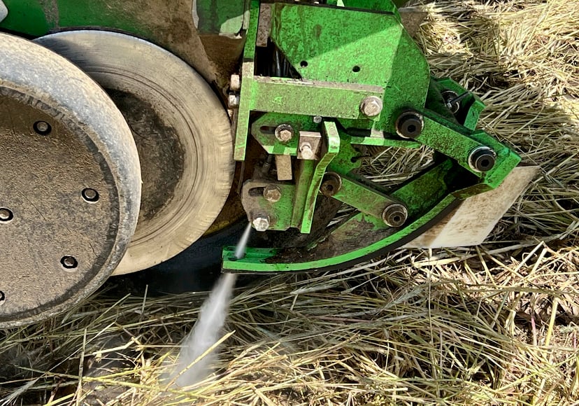 The Susterre water jet opens up tough residue so the rest of the planter’s systems can plant a seed. 