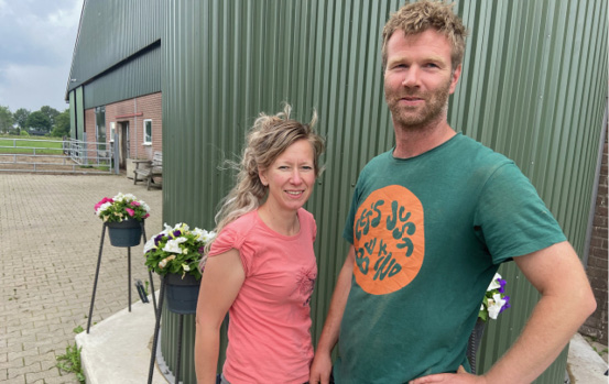 Ton Groot Roessink, right, and his girlfriend Kim Stapelbroek are working to create liquid fertilizer from their manure which meets Dutch nutrient regulations. 

