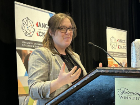 Animal Nutrition Association of Canada executive director Melissa Dumont speaks at the ANAC’s annual conference in Winnipeg in May. 