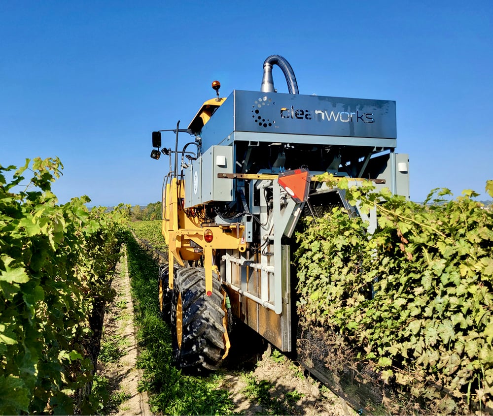 The Clean Works system installed on a grapevine harvester at Vineland Estates Winery.