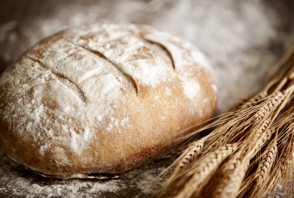 Irish soda bread and wheat stalks