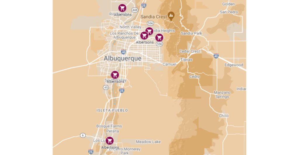 Albuquerque Divestiture Kroger Albertsons Stores.png