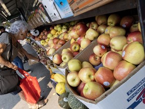 Apples on sale on Commercial Drive in Vancouver.