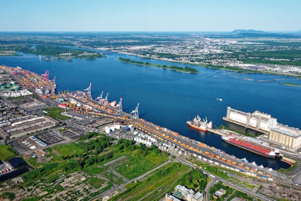 Aerial view of the eastern section of the Port of Montreal
