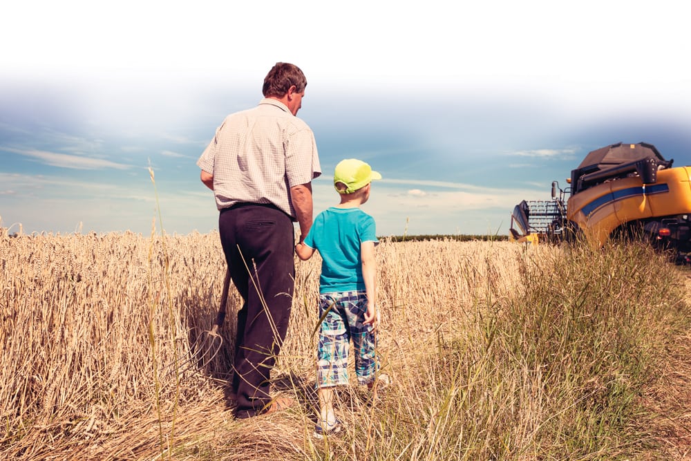 A farmer with his son