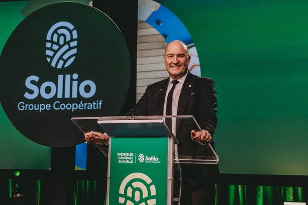 Pascal Houle, Chief Executive Officer of Sollio Cooperative Group, at Sollio’s 103nd Annual General Meeting. (CNW Group/Sollio Groupe Coopératif)
