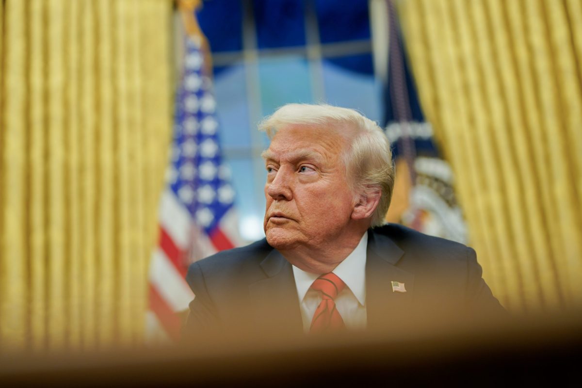 US President Donald Trump during an executive order signing in the Oval Office of the White House in Washington, DC, US, on Monday, Feb. 10, 2025. Trump ordered a 25% tariff on steel and aluminum imports, escalating his efforts to protect politically important US industries with levies hitting some of the country’s closest allies. Photographer: Al Drago/Pool/Sipa USA
