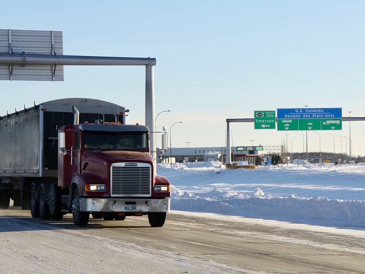 A truck at the U.S. – Canada border. PHOTO: FILE
