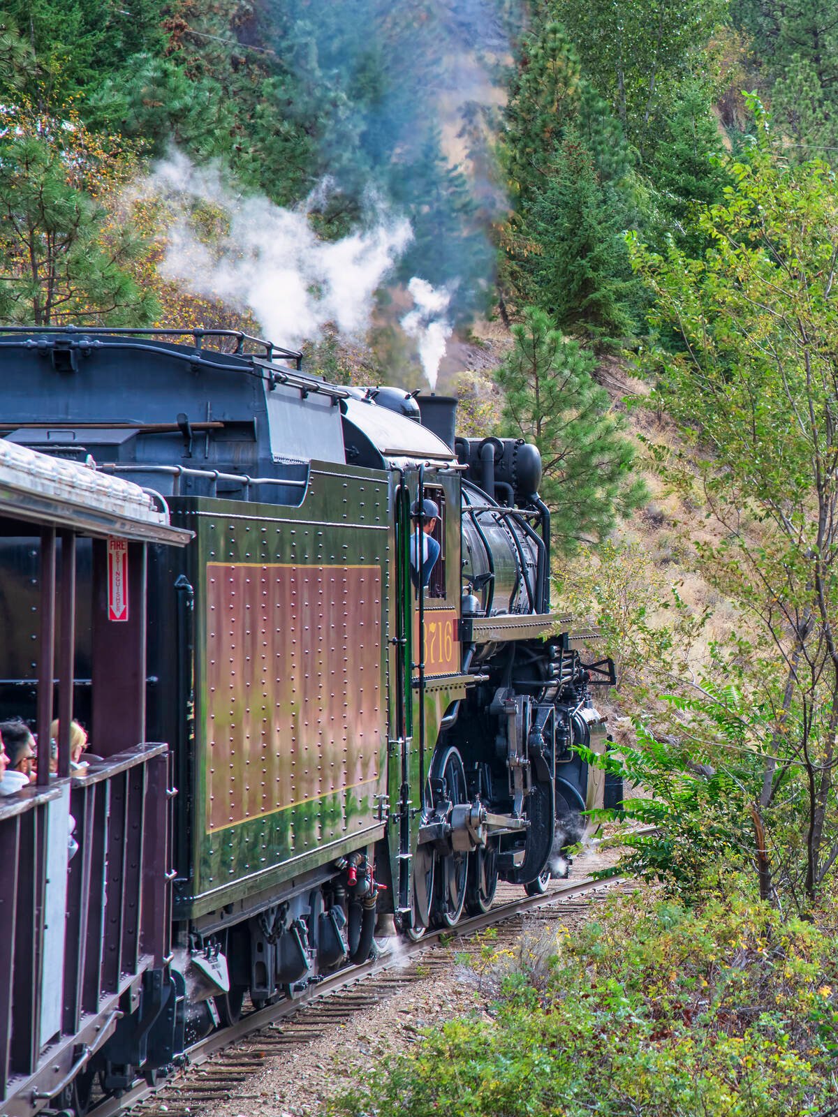 The train makes its way through the terrain of the southern Okanagan.