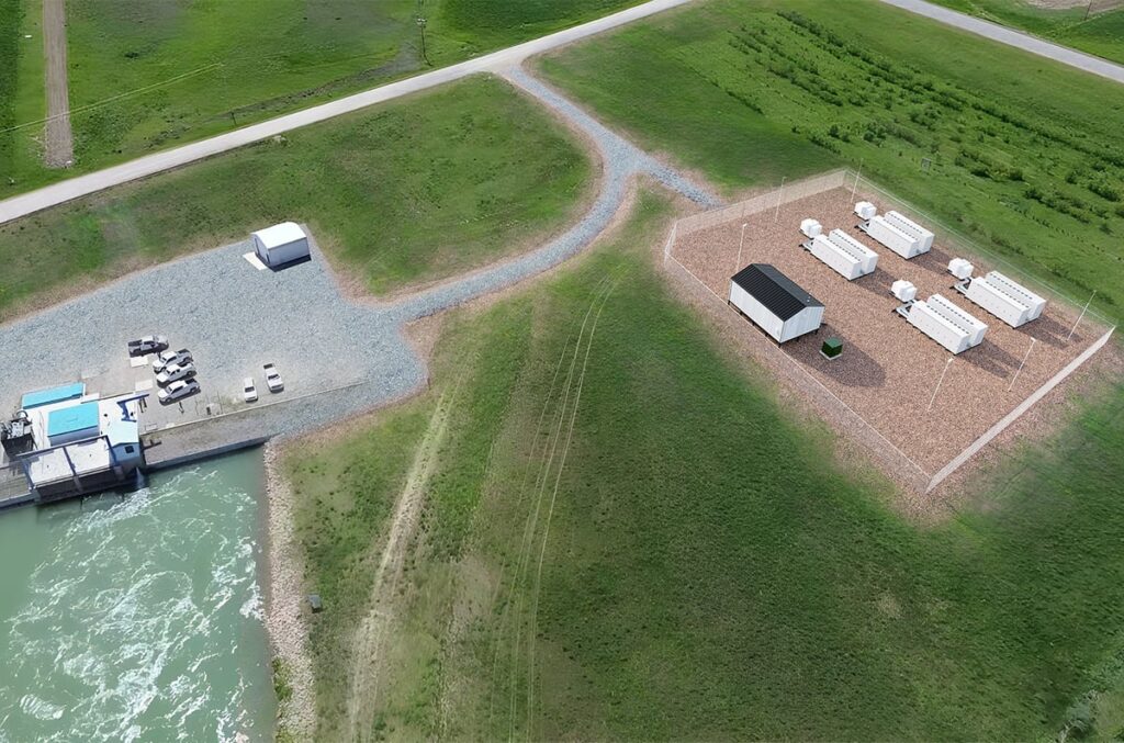 An aerial view of the Irrican eBAR lithium-ion battery storage system.