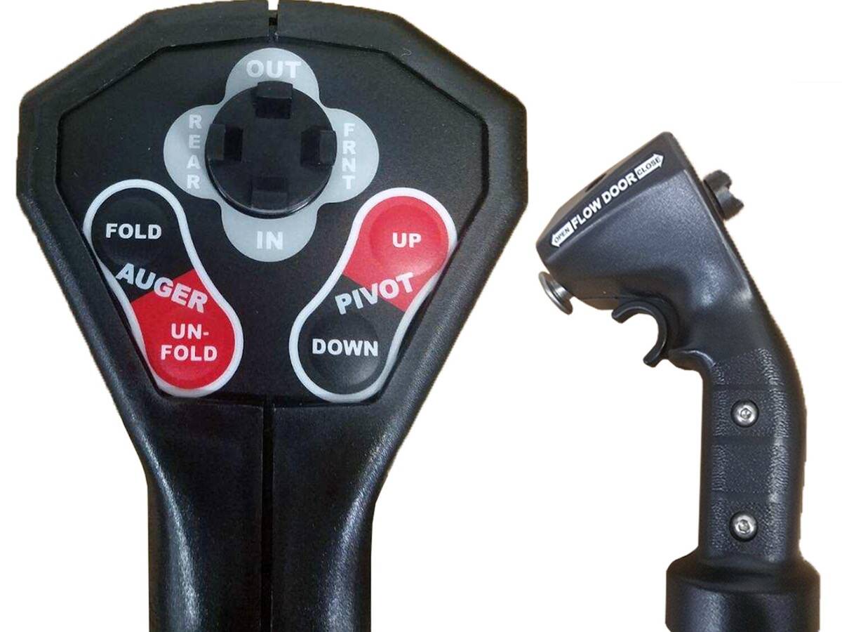 The downspout joystick control for the new Unverferth 2520 grain cart.