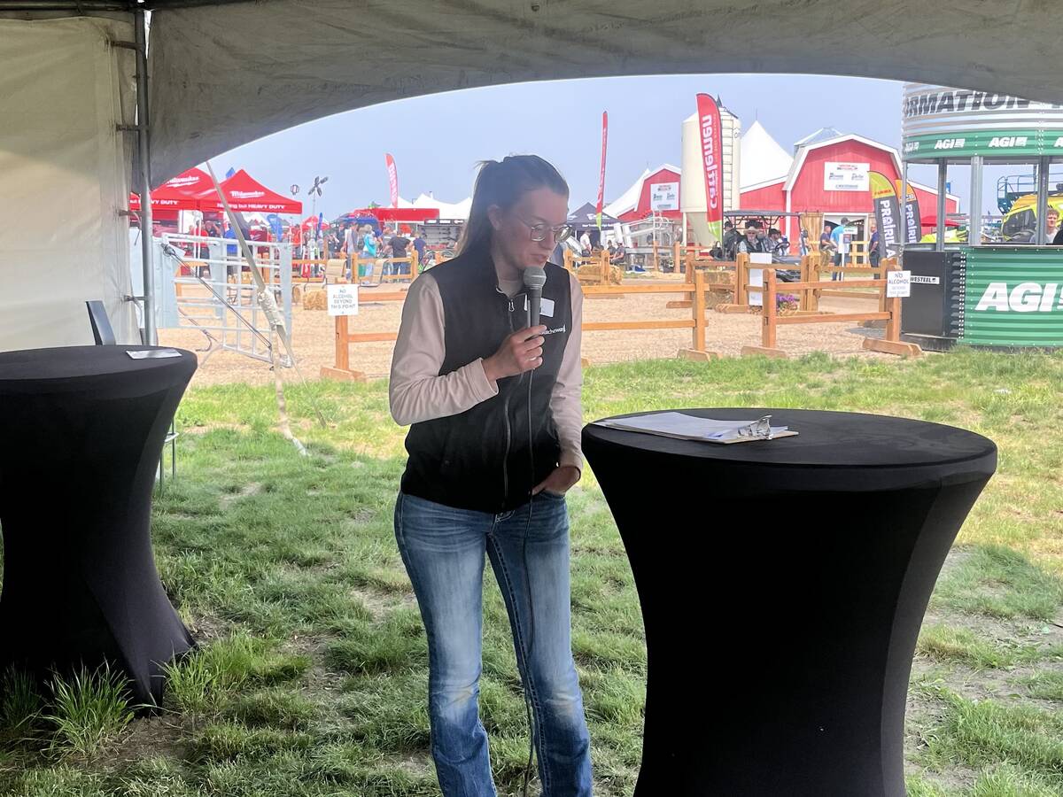 Tessa Thomas speaks at Ag in Motion about the importance of biosecurity.