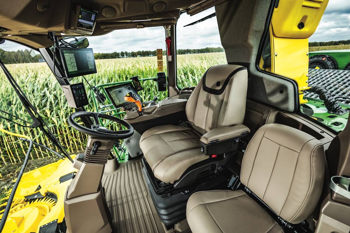 The interior of an F8 or F9 John Deere forage harvester.