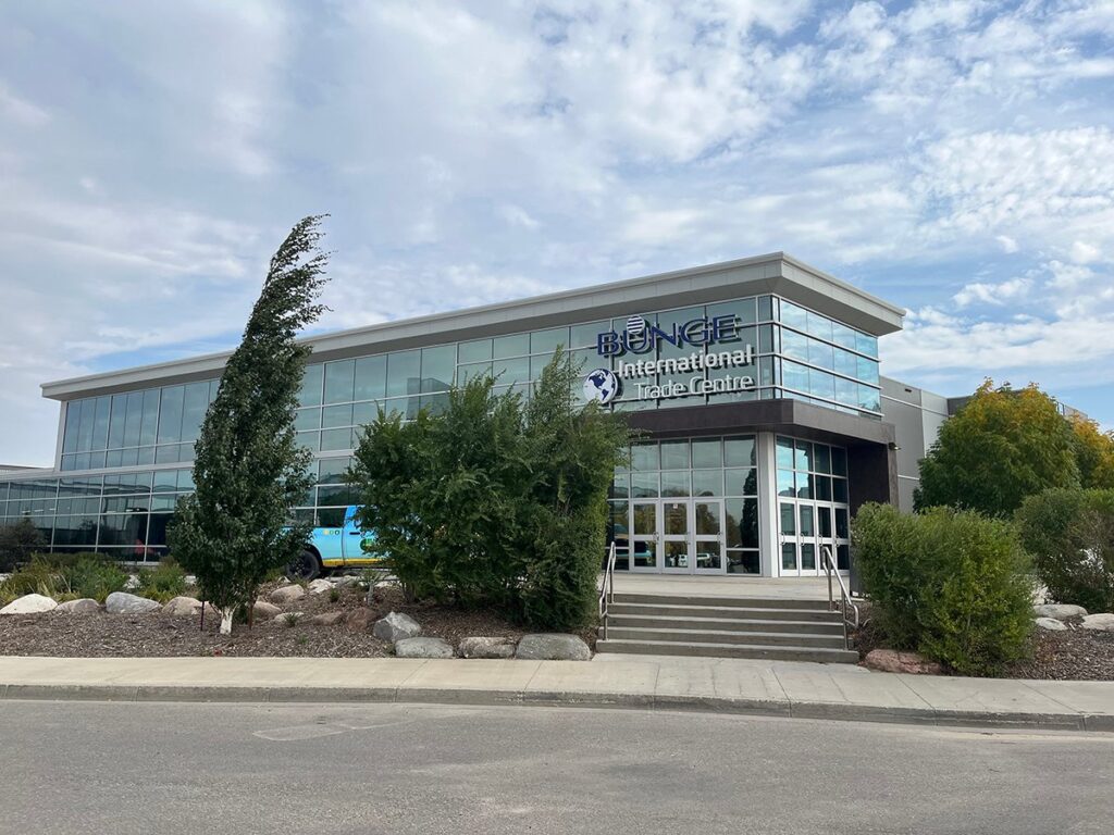 An exterior view of the Bunge International Trade Centre in Regina Saskatchewan.