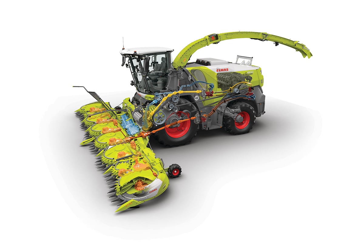 An artist's rendering of the new Claas Jaguar forage harvester.