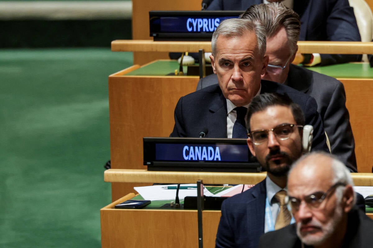 Canada’s Prime Minister Mark Carney attends the 80th United Nations General Assembly, at the U.N. headquarters in New York City, U.S., September 23, 2025. REUTERS/Jeenah Moon
