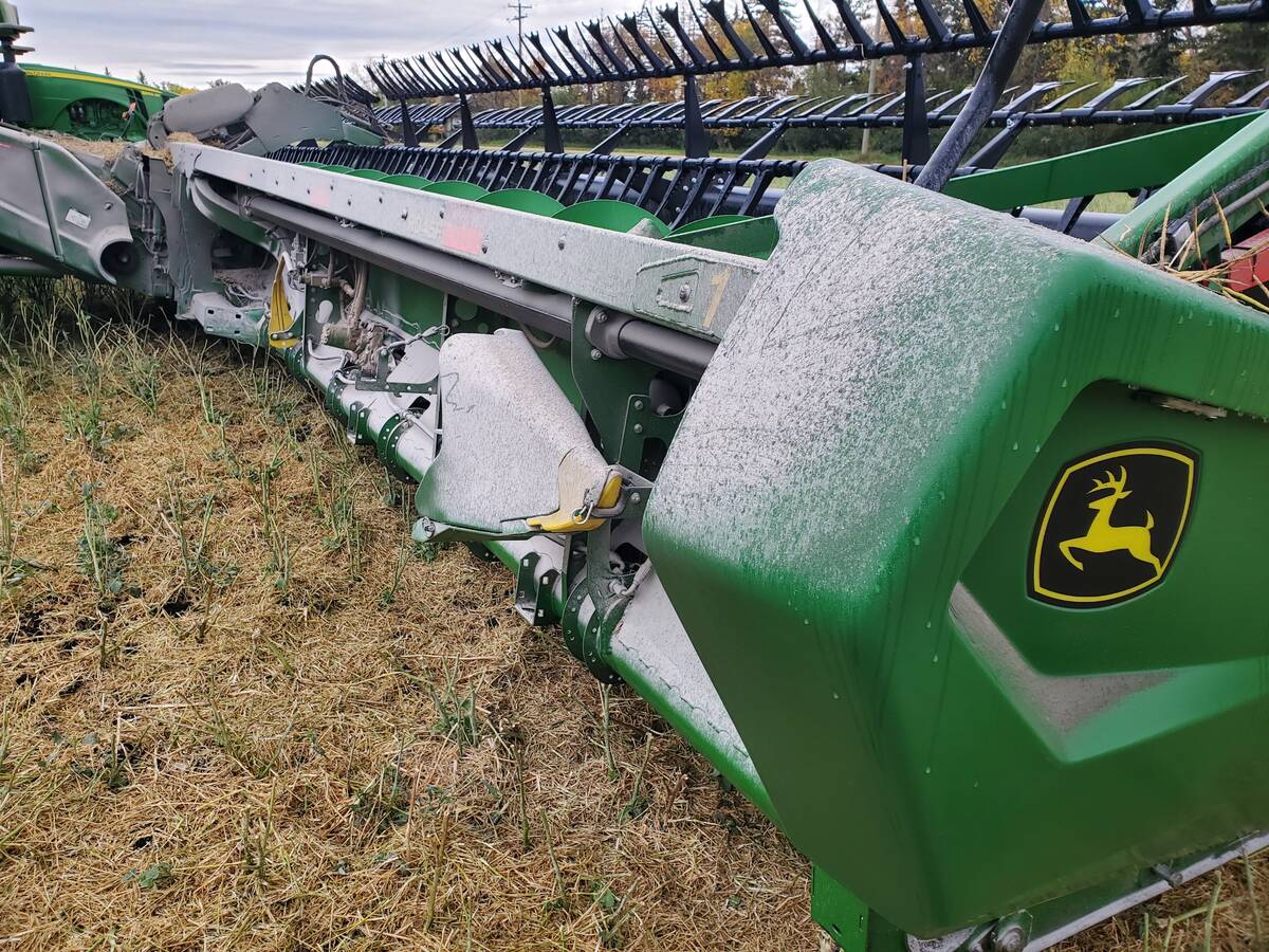 Close-up of the header of a combine.