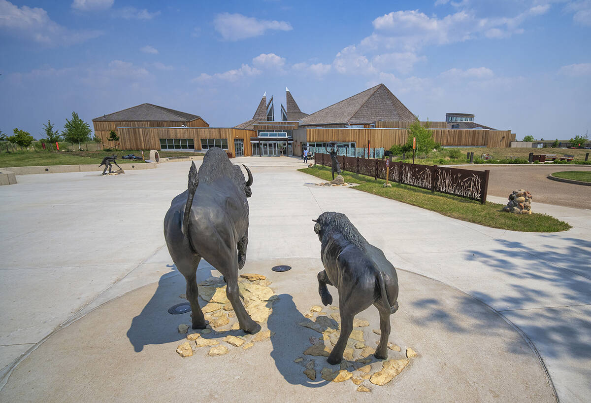 The entrance to the Wanuskewin Visitor Centre is designed to resemble a drive lane to a buffalo jump.