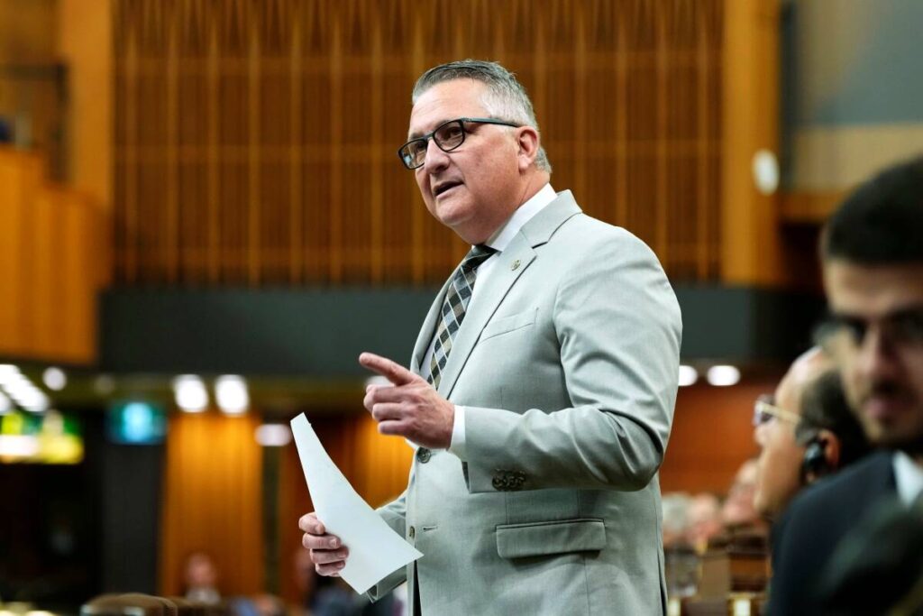 Minister of Agriculture and Agri-Food Heath MacDonald rises during Question Period in the House of Commons on Parliament Hill in Ottawa, Friday, June 20, 2025.