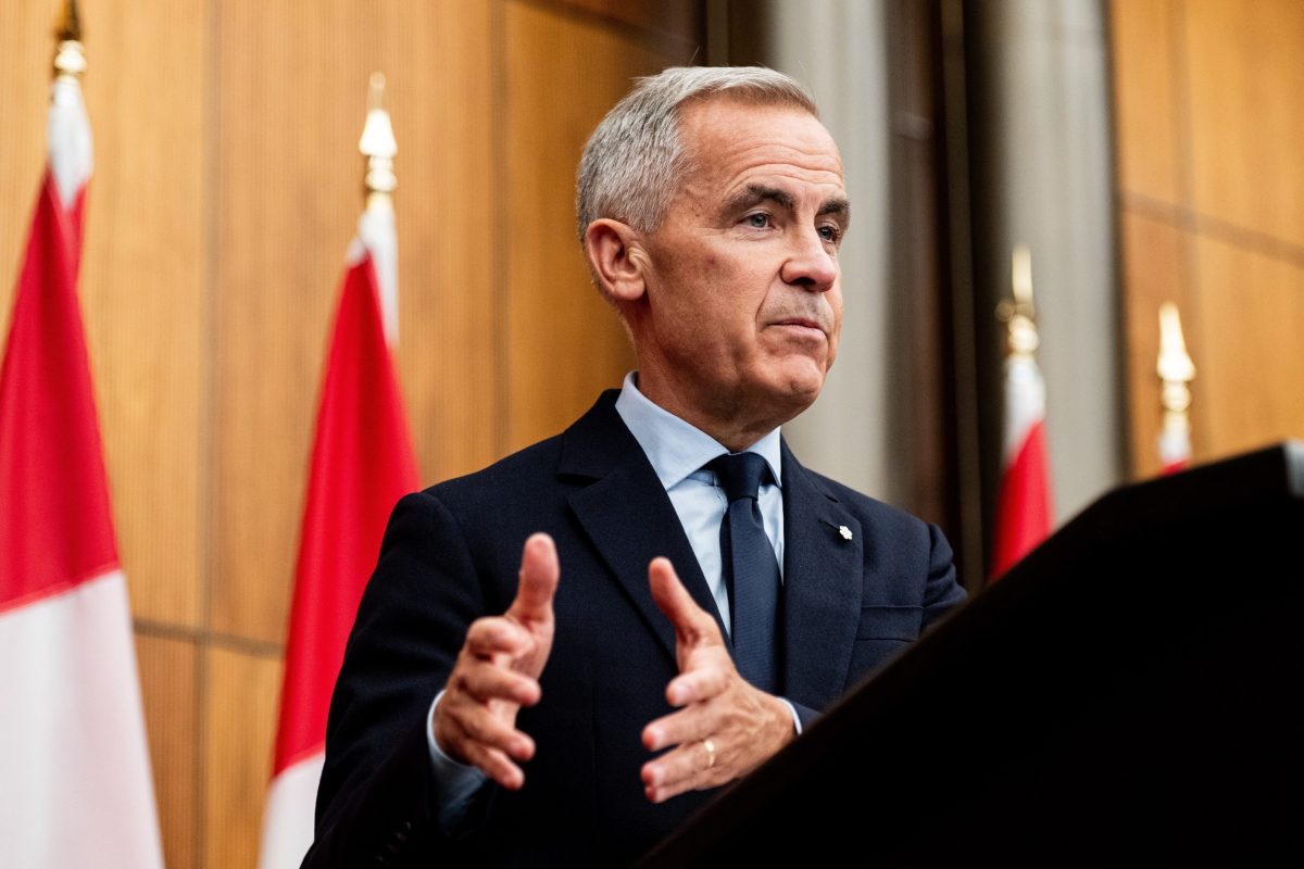 Canadian Prime Minister Mark Carney speaks during a press conference at the National Press Theatre in Ottawa. Photo: James Park/Reuters
