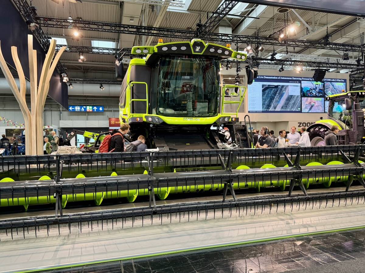 Zoomlion's diesel-electric drive combine got a lot of interest at Agritechnica 2025.