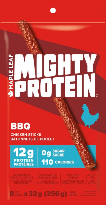Mighty Protein sticks are a powerful new way to fuel active lifestyles with high-quality meat protein (CNW Group/Maple Leaf Foods Inc.)