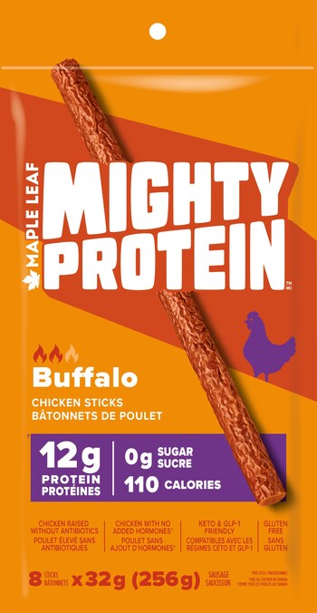 Mighty Protein sticks are a powerful new way to fuel active lifestyles with high-quality meat protein (CNW Group/Maple Leaf Foods Inc.)