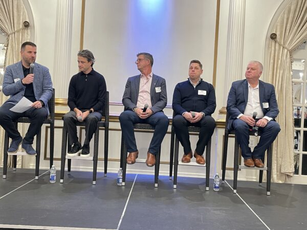 Matt MacDonald, national leader, Food & Beverage Processing, MNP; Nicolas Mulroney, co-founder, president and CEO, Bond Bakery Brands; Chris Neal, co-owner, Neal Brothers Foods and CEO, Jonluca Neal; Sean Bell, CFO, GoodLeaf Farms; and Joe Crump, chair, The Crump Group, at the event.