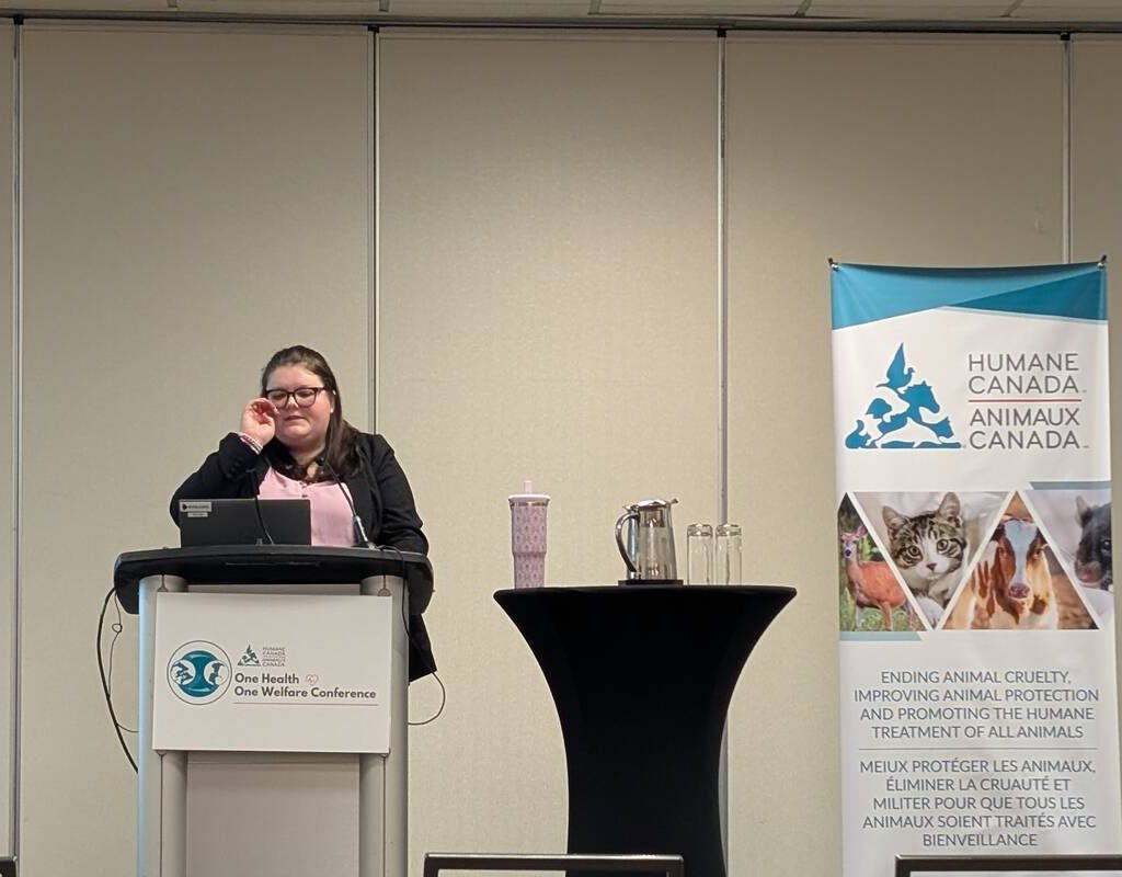 Sue O'Neill speaks at the Humane Canada conference.