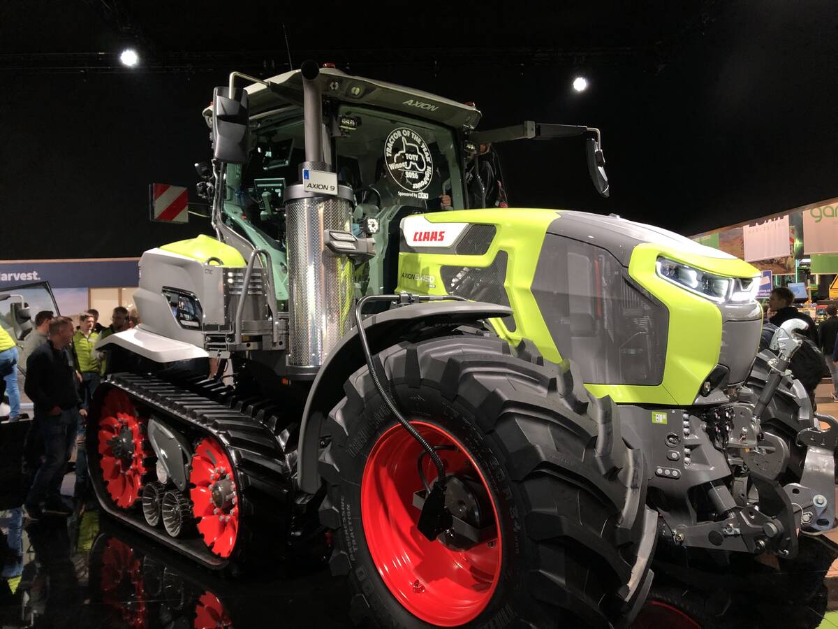 Claas’ Axion 9.450 tractor on the show floor at Agritechnica 2025 in Hanover, Germany.