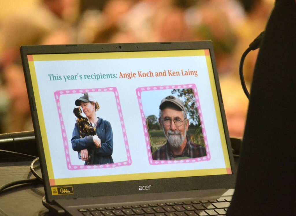 A screen displaying winners of EFAO Farmer-Led Research Program