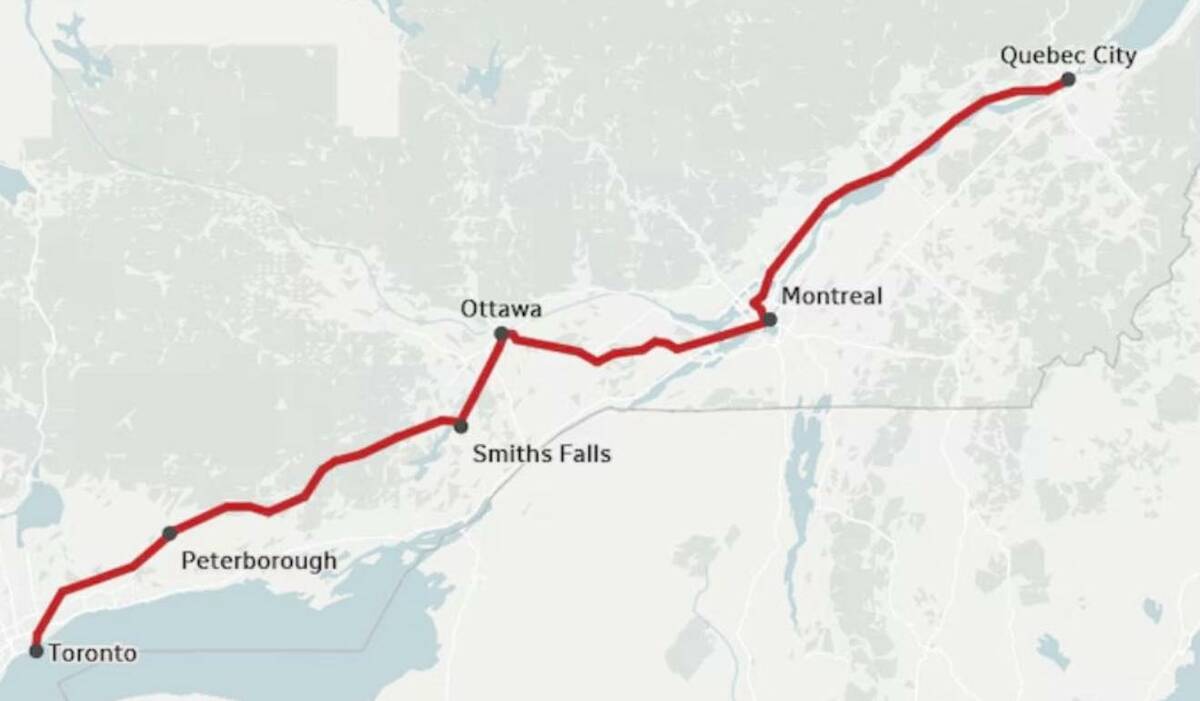 A map of the proposed route for the Alto high speed rail line. Photo: Supplied/Alto
