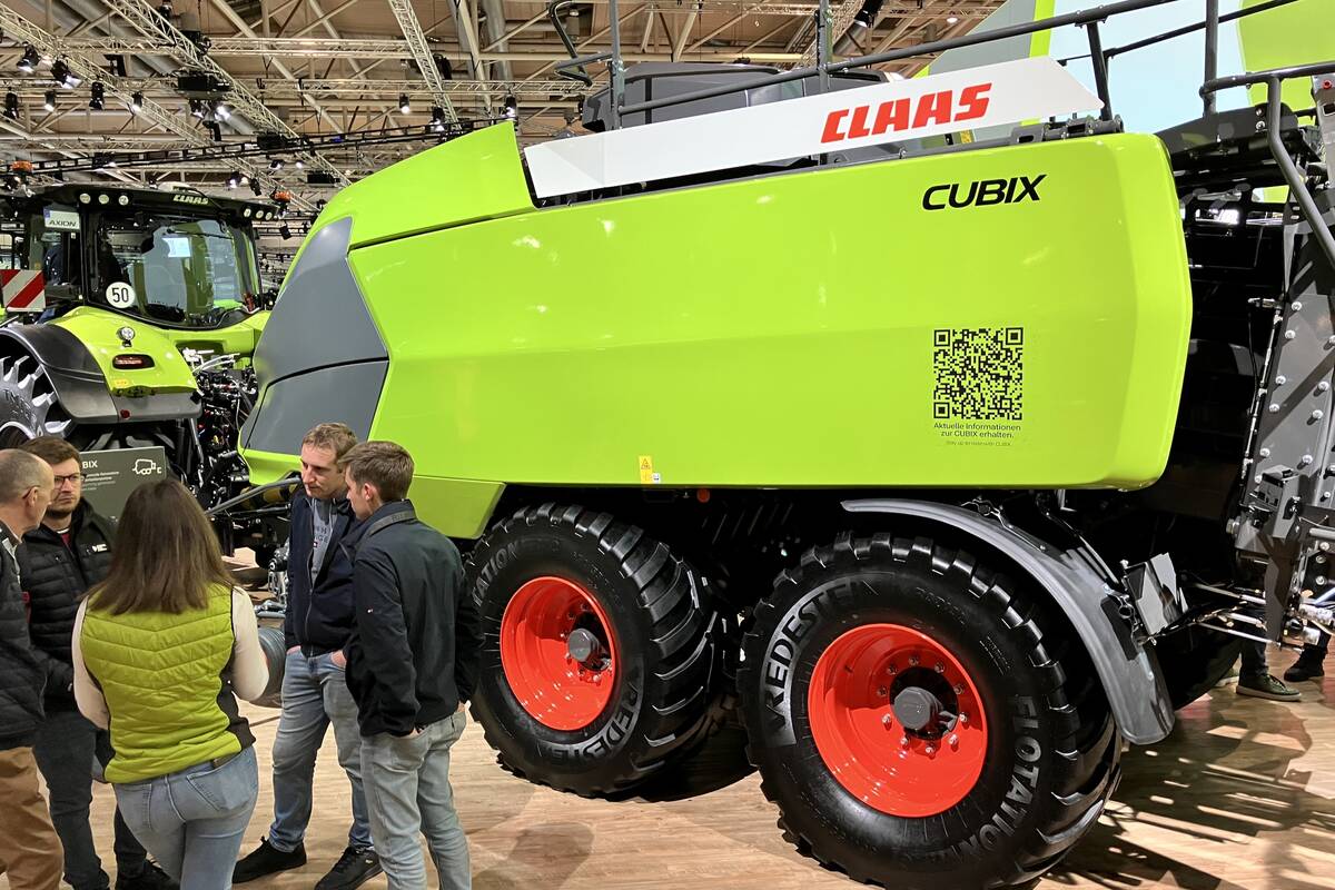 Claas’ Cubix large square baler on the show floor at Agritechnica.  Photo: Greg Berg