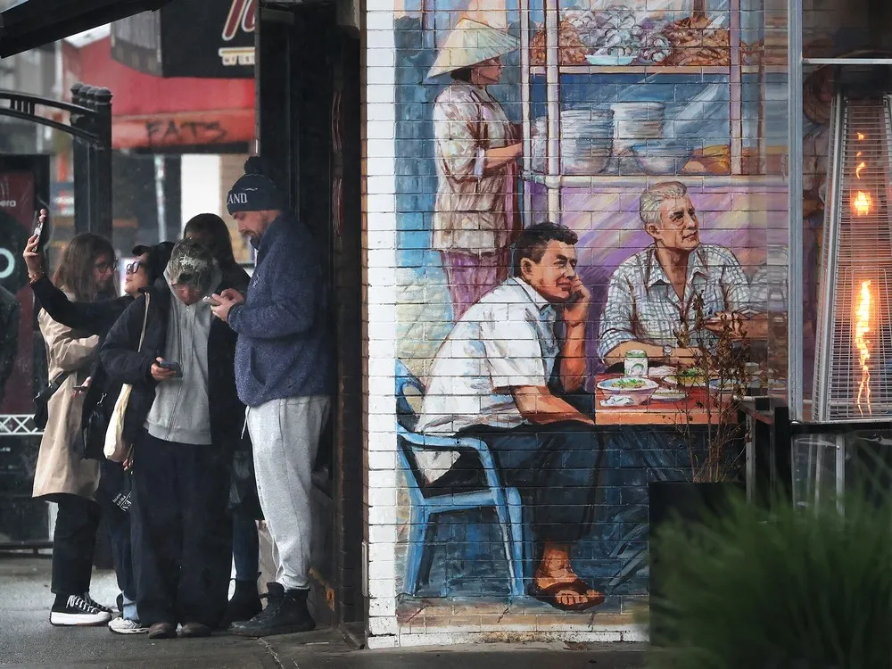 Lunchtime lineup at the Lunch Lady on Commercial Drive in Vancouver on Jan. 30.