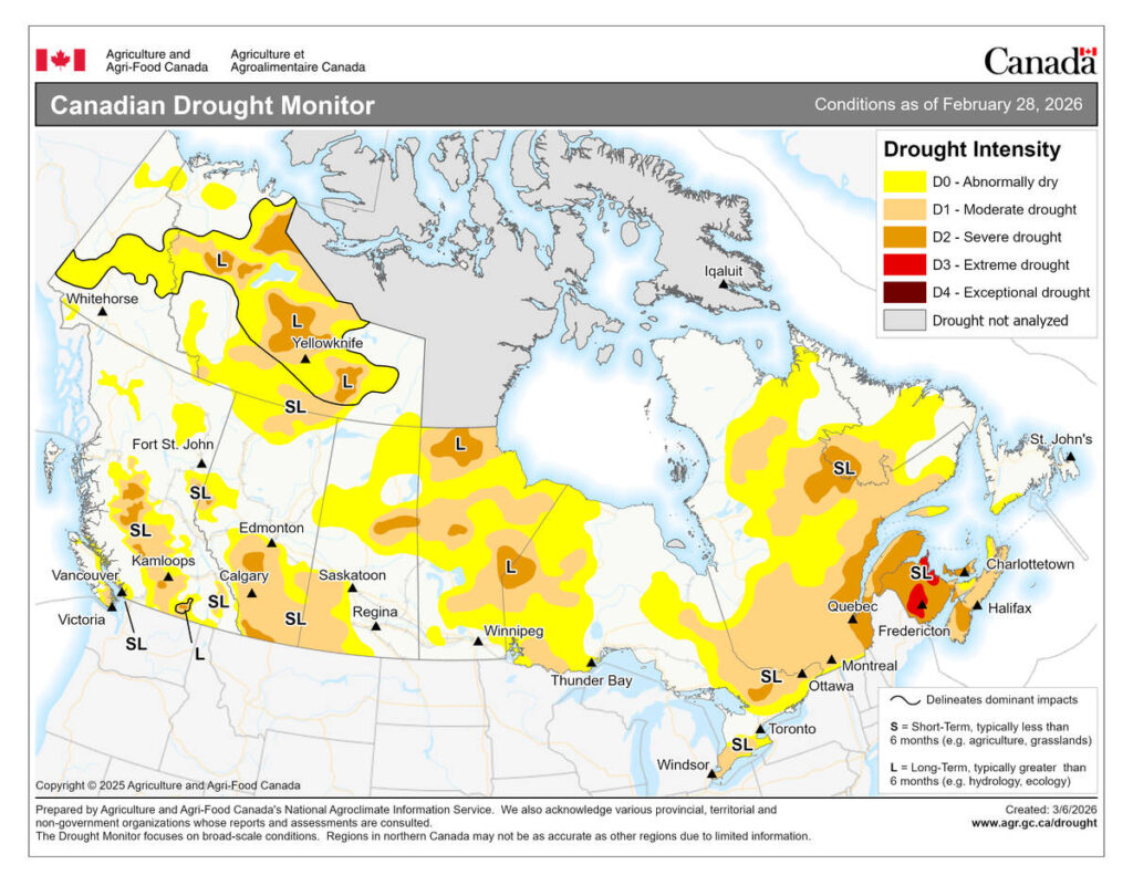 Canadian Drought Monitor map. 